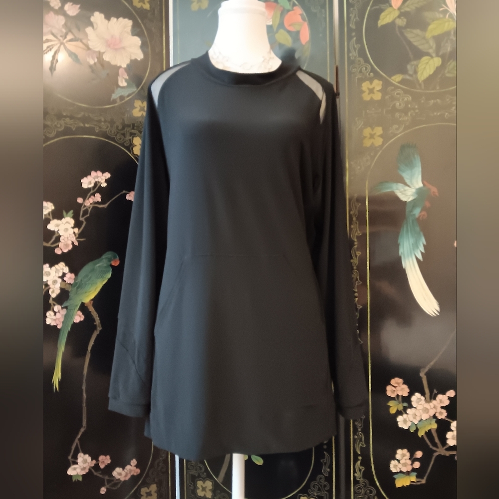 Stunning Sympli Black Women's Tunic Top With Mesh Details